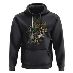 Autism Awareness Hoodie Rockin' To A Different Tune Skeleton TS09 Black Printyourwear