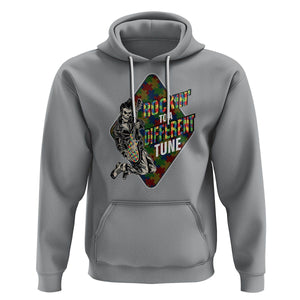 Autism Awareness Hoodie Rockin' To A Different Tune Skeleton TS09 Sport Gray Printyourwear