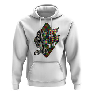 Autism Awareness Hoodie Rockin' To A Different Tune Skeleton TS09 White Printyourwear