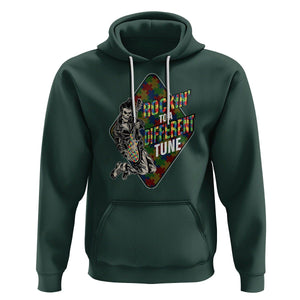 Autism Awareness Hoodie Rockin' To A Different Tune Skeleton TS09 Dark Forest Green Printyourwear