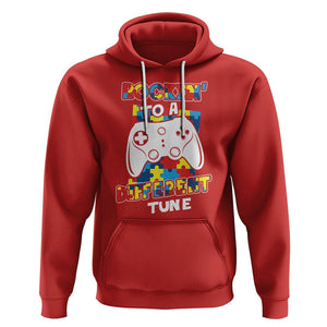 Autism Awareness Hoodie Rocking To A Different Tune Autistic Gamer TS09 Red Printyourwear