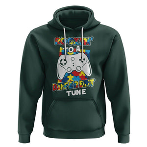 Autism Awareness Hoodie Rocking To A Different Tune Autistic Gamer TS09 Dark Forest Green Printyourwear