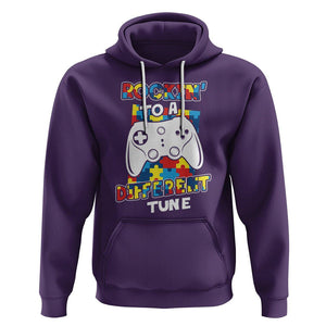 Autism Awareness Hoodie Rocking To A Different Tune Autistic Gamer TS09 Purple Printyourwear