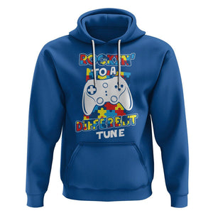 Autism Awareness Hoodie Rocking To A Different Tune Autistic Gamer TS09 Royal Blue Printyourwear