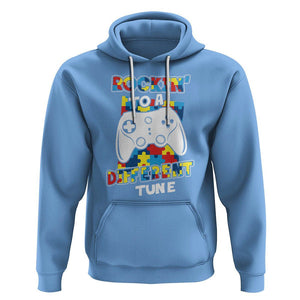 Autism Awareness Hoodie Rocking To A Different Tune Autistic Gamer TS09 Carolina Blue Printyourwear