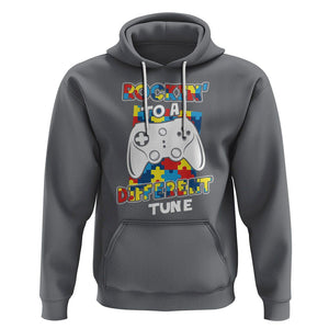 Autism Awareness Hoodie Rocking To A Different Tune Autistic Gamer TS09 Charcoal Printyourwear