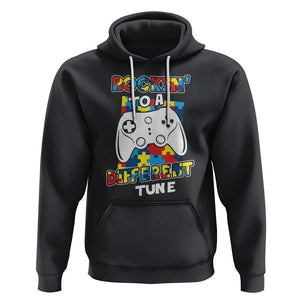 Autism Awareness Hoodie Rocking To A Different Tune Autistic Gamer TS09 Black Printyourwear