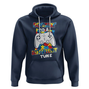 Autism Awareness Hoodie Rocking To A Different Tune Autistic Gamer TS09 Navy Printyourwear