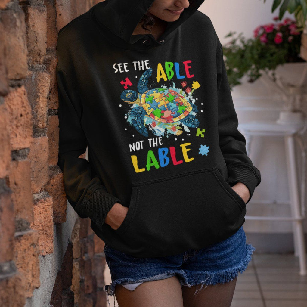 Autism Awareness Hoodie See The Able Not The Label Puzzle Sea Turtle TS09 Printyourwear