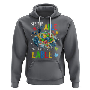 Autism Awareness Hoodie See The Able Not The Label Puzzle Sea Turtle TS09 Charcoal Printyourwear