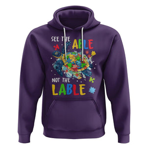 Autism Awareness Hoodie See The Able Not The Label Puzzle Sea Turtle TS09 Purple Printyourwear