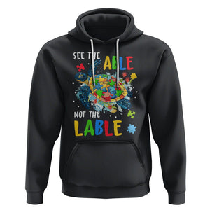 Autism Awareness Hoodie See The Able Not The Label Puzzle Sea Turtle TS09 Black Printyourwear