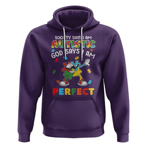 Autism Awareness Hoodie Society Says I'm Autistic God Says I'm Perfect Puzzle Dabbing TS09 Purple Printyourwear