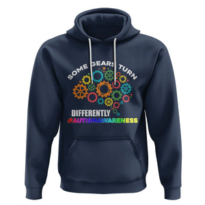 Autism Awareness Hoodie Some Gears Turn Differently Acceptance Neurodiversity Brain Gear TS02 Navy Printyourwear