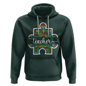 Autism Awareness Hoodie Special Teacher Teach Accept Understand Love TS09 Dark Forest Green Printyourwear