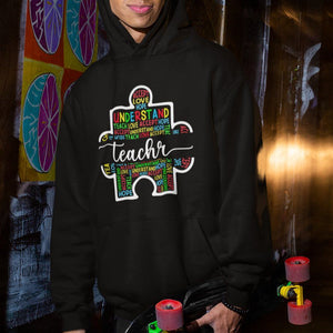 Autism Awareness Hoodie Special Teacher Teach Accept Understand Love TS09 Printyourwear