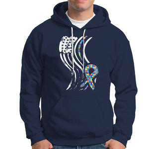 Autism Awareness Hoodie Spectrum Ribbon American Flag TS01 Navy Printyourwear