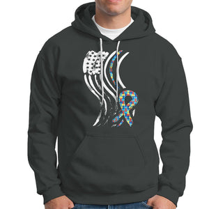 Autism Awareness Hoodie Spectrum Ribbon American Flag TS01 Dark Heather Printyourwear