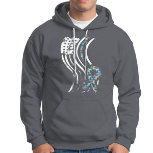 Autism Awareness Hoodie Spectrum Ribbon American Flag TS01 Charcoal Printyourwear