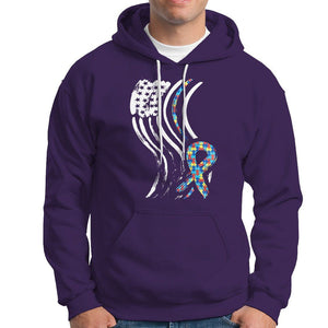 Autism Awareness Hoodie Spectrum Ribbon American Flag TS01 Purple Printyourwear