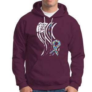 Autism Awareness Hoodie Spectrum Ribbon American Flag TS01 Maroon Printyourwear