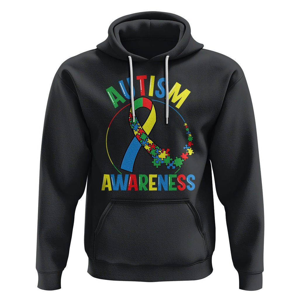 Autism Awareness Hoodie Spectrum Ribbon TS01 Black Printyourwear