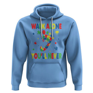 Autism Awareness Hoodie You'll Never Walk Alone Dad Mom Parents Support TS09 Carolina Blue Printyourwear