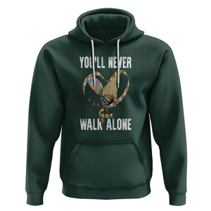 Autism Awareness Hoodie You'll Never Walk Alone Dad Support TS09 Dark Forest Green Printyourwear