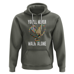 Autism Awareness Hoodie You'll Never Walk Alone Dad Support TS09 Military Green Printyourwear