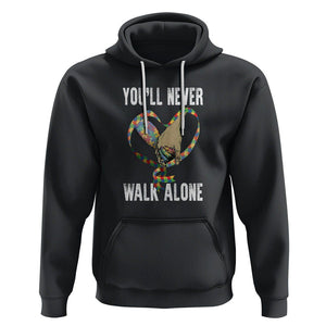 Autism Awareness Hoodie You'll Never Walk Alone Dad Support TS09 Black Printyourwear