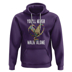 Autism Awareness Hoodie You'll Never Walk Alone Dad Support TS09 Purple Printyourwear