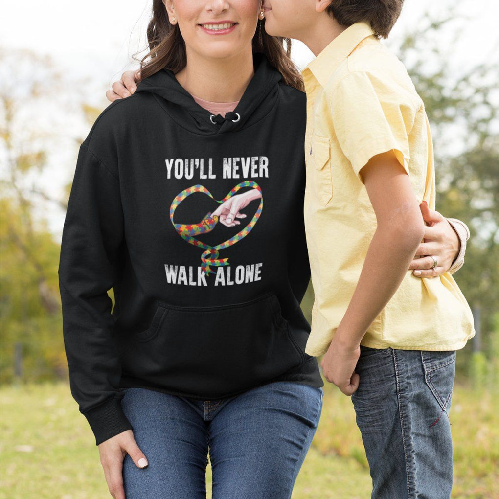 Autism Awareness Hoodie You'll Never Walk Alone Mom Support TS09 Printyourwear