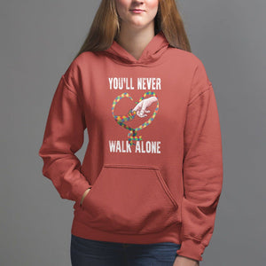 Autism Awareness Hoodie You'll Never Walk Alone Mom Support TS09 Red Printyourwear