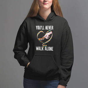 Autism Awareness Hoodie You'll Never Walk Alone Mom Support TS09 Black Printyourwear