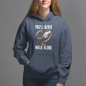 Autism Awareness Hoodie You'll Never Walk Alone Mom Support TS09 Navy Printyourwear