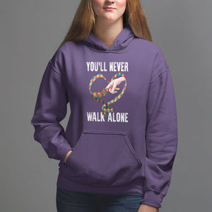 Autism Awareness Hoodie You'll Never Walk Alone Mom Support TS09 Purple Printyourwear