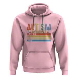 Autism Awareness Month Hoodie In April We Wear Blue Retro Vintage Puzzle Piece TS01 Light Pink Printyourwear