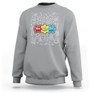 Autism Awareness Puzzle Periodic Table Autistic Sweatshirt TS09 Sport Gray Printyourwear