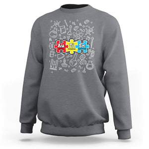 Autism Awareness Puzzle Periodic Table Autistic Sweatshirt TS09 Charcoal Printyourwear