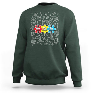 Autism Awareness Puzzle Periodic Table Autistic Sweatshirt TS09 Dark Forest Green Printyourwear