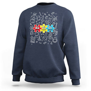 Autism Awareness Puzzle Periodic Table Autistic Sweatshirt TS09 Navy Printyourwear