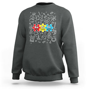 Autism Awareness Puzzle Periodic Table Autistic Sweatshirt TS09 Dark Heather Printyourwear