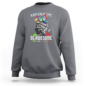 Autism Awareness Sweatshirt A Different Type Of Awesome Butterfly Puzzle Pieces TS02 Charcoal Printyourwear