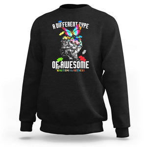 Autism Awareness Sweatshirt A Different Type Of Awesome Butterfly Puzzle Pieces TS02 Black Printyourwear