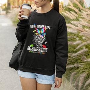 Autism Awareness Sweatshirt A Different Type Of Awesome Butterfly Puzzle Pieces TS02 Printyourwear