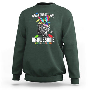 Autism Awareness Sweatshirt A Different Type Of Awesome Butterfly Puzzle Pieces TS02 Dark Forest Green Printyourwear