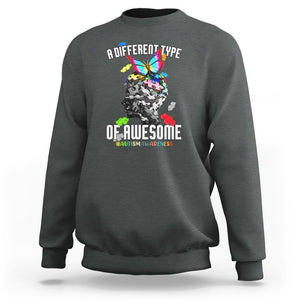 Autism Awareness Sweatshirt A Different Type Of Awesome Butterfly Puzzle Pieces TS02 Dark Heather Printyourwear