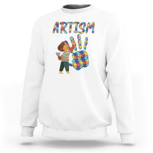 Autism Awareness Sweatshirt Artism Puzzle Boys Men Artist Autistic TS09 White Printyourwear