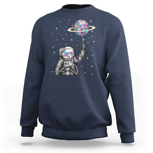 Autism Awareness Sweatshirt Astronaut Puzzle Balloon Autistic Outer Space TS09 Navy Printyourwear