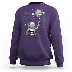 Autism Awareness Sweatshirt Astronaut Puzzle Balloon Autistic Outer Space TS09 Purple Printyourwear